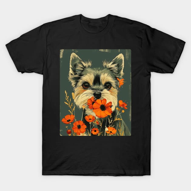 Yorkshire Terrier Flowers Photo Art Design For Dog Onwer T-Shirt by karishmamakeia